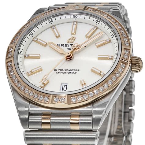 Ladies' Breitling Chronomat Automatic 36 White Dial Steel and 